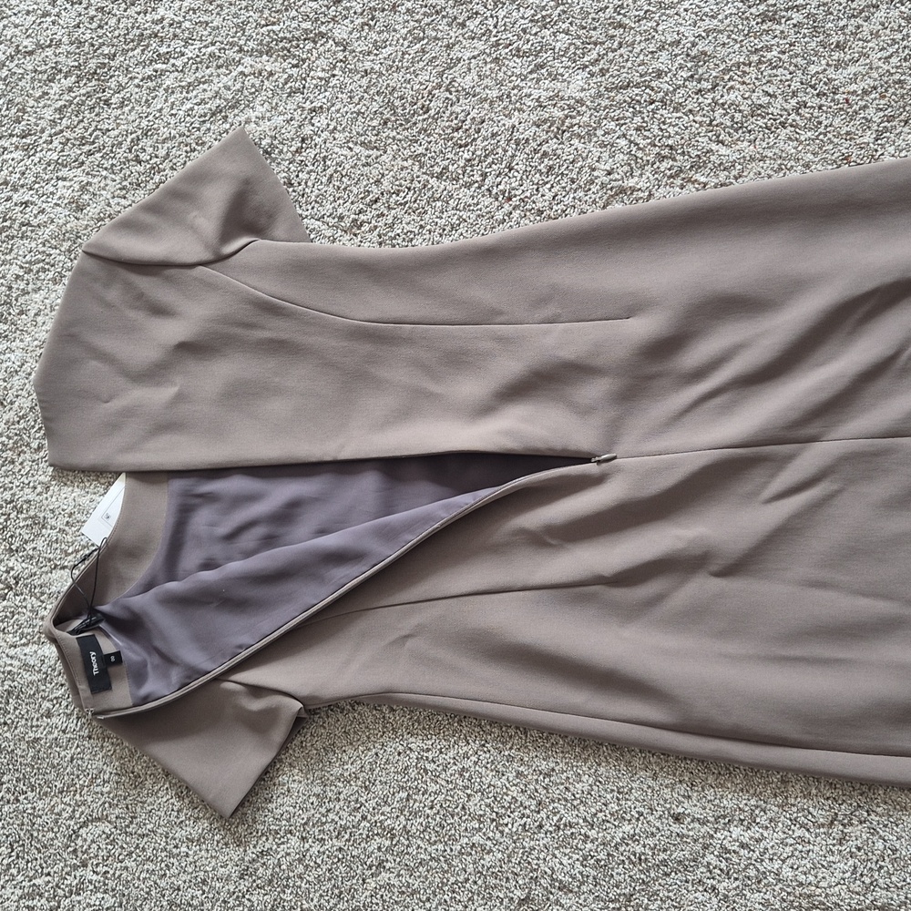 NWT Theory Olive Green Dress Size 00 Short Sleeve Crepe Material - Picture 10 of 10